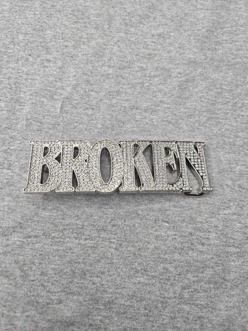 Broken Promises Co BROKEN Rhinestone Large Belt Buckle Streetwear Y2K Style